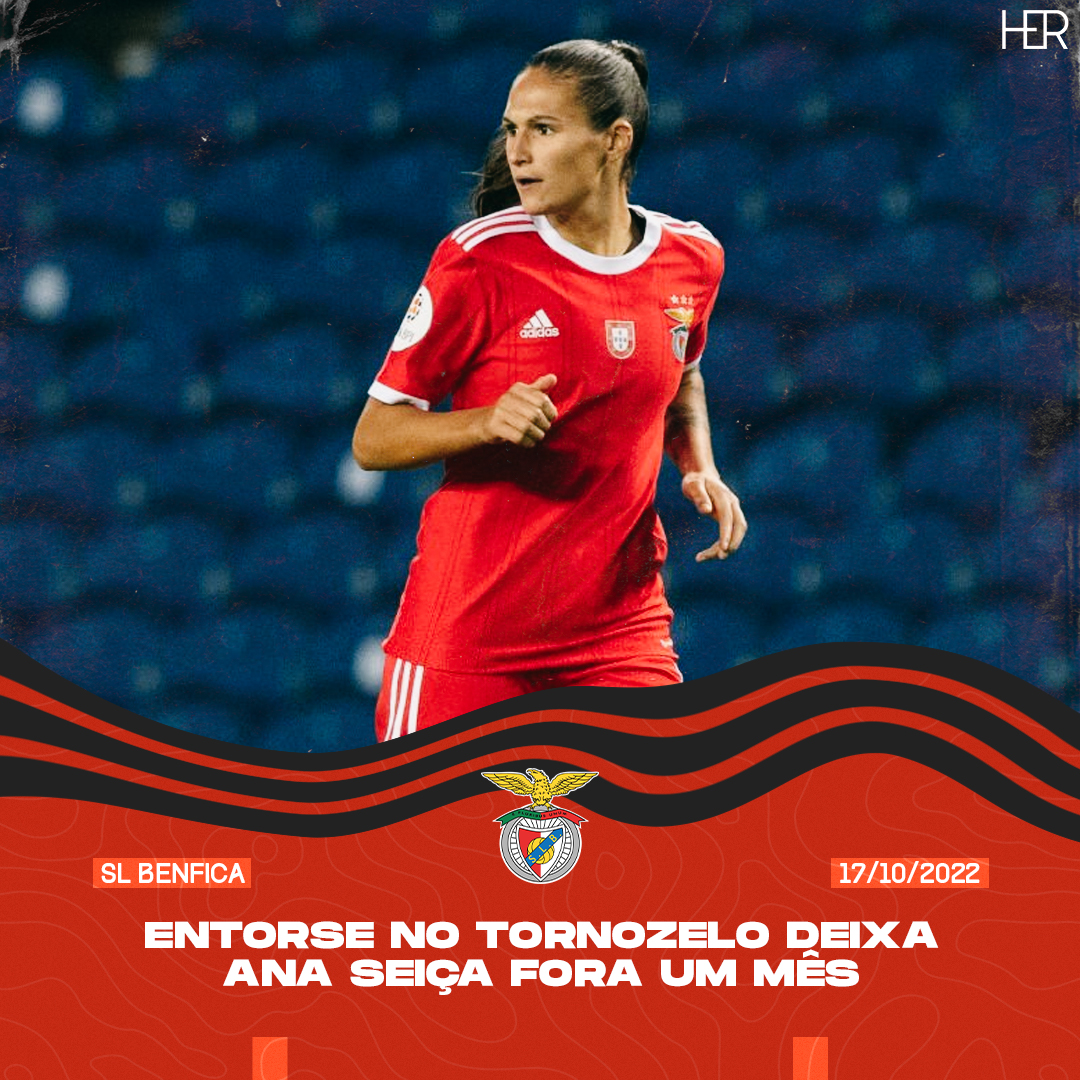 Ana Seiça contraiu uma entorse no tornozelo e vai parar durante um mês, informou o <a href="/SLBenfica/">SL Benfica</a>.