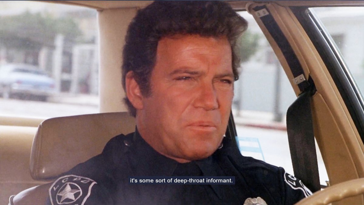 CONELRAD6401240's tweet photo. 1/3. Wondering if retiree #MarkFelt happened to be watching TJ Hooker on Oct. 29, 1983. #WilliamShatner #Watergate. TJ HOOKER, "Shadow of Truth," ABC, S3:E5.
https://t.co/W61Ftg1IN5 https://t.co/wQywWaTyPP