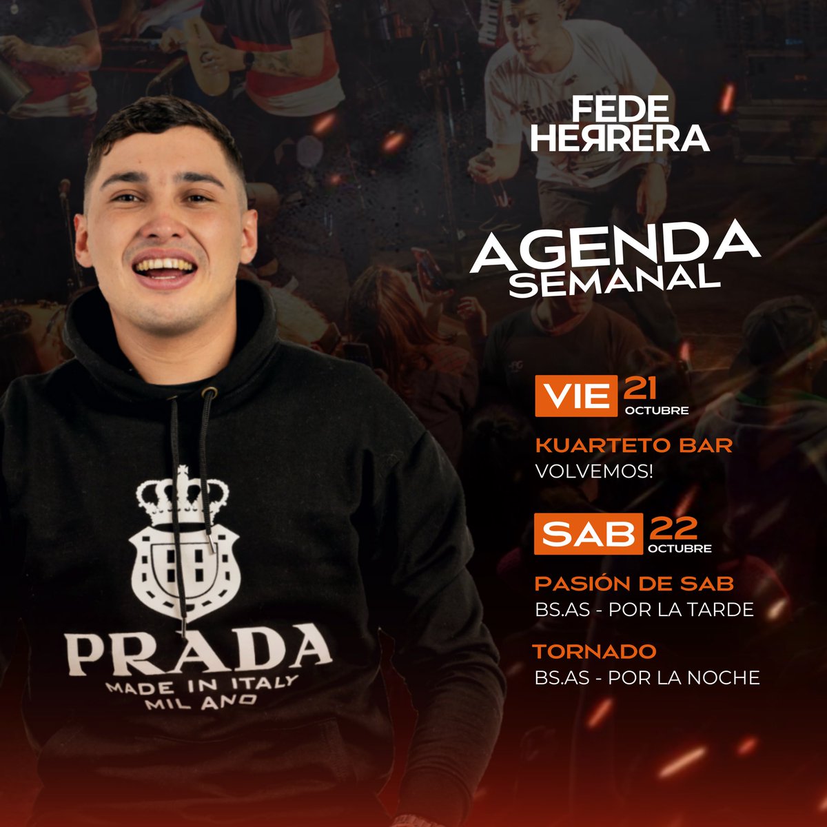 ¡AGENDA SEMANAL! 😁

📍Viernes 21: <a href="/kuarteto/">Kuarteto.com</a>.vip 
📍Sábado 22: Por la tarde ( <a href="/pasiondesabado/">Maria Marina Romero</a> ).
Por la noche ( @eltornadooficial ) 

¿En donde nos vemos? 👀🥳🤩