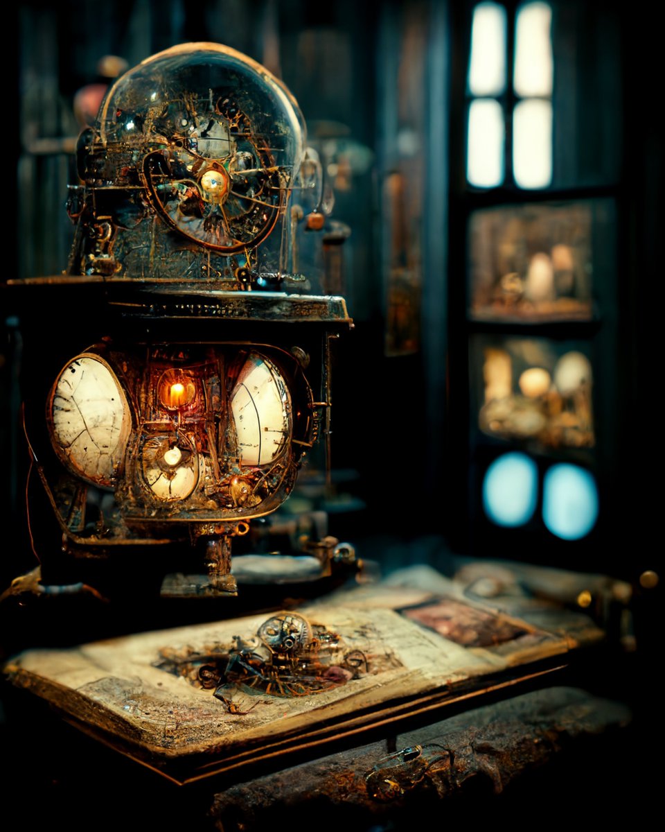 infinityEngines's tweet image. The desk of a time traveller ⏳
#aiArt inspired by the books of The Infinity Engines.

 #digitalart #digitalartist #scifiart #scifi #art #digitalart #sciencefiction #cyberpunk #d #illustration #fantasyart #scifiartwork #conceptart #space #artwork #drawing #scififantasy #fantasy