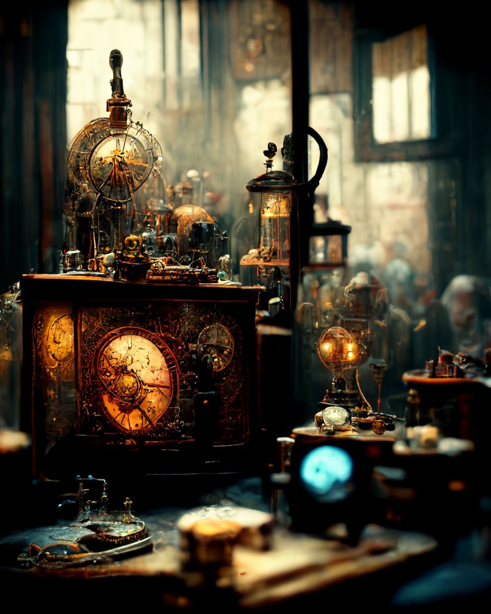 infinityEngines's tweet image. The desk of a time traveller ⏳
#aiArt inspired by the books of The Infinity Engines.

 #digitalart #digitalartist #scifiart #scifi #art #digitalart #sciencefiction #cyberpunk #d #illustration #fantasyart #scifiartwork #conceptart #space #artwork #drawing #scififantasy #fantasy