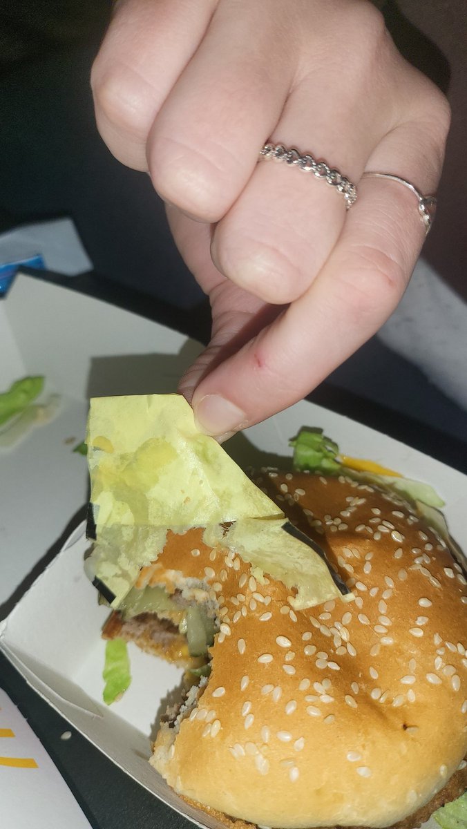 denvamorton's tweet photo. Shoutout to @McDonalds for the extra topping of plastic with our big mac, love the added risk of choking👍🏽 https://t.co/c0MLzlPwSy