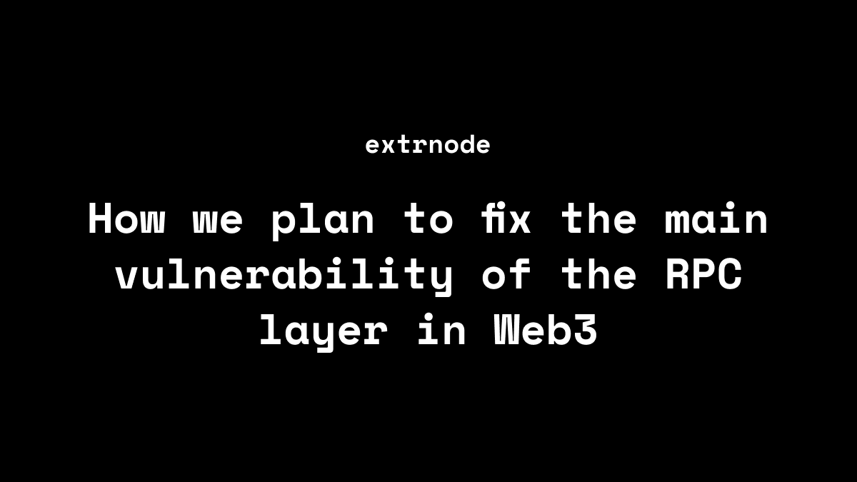 extrnode | Powered by Everstake (@extrnode) on Twitter photo DApps require a decentralized RPC layer, otherwise, they risk arbitrary shutdowns that put the entire Web3 in peril.
Learn how <a href="/extrnode/">extrnode | Powered by Everstake</a> solves the problem of centralization from the article we aptly put on the decentralized platform <a href="/viamirror/">Mirror</a>.
📎 mirror.xyz/extrnode.eth/7… DApps require a decentralized RPC layer, otherwise, they risk arbitrary shutdowns that put the entire Web3 in peril.
Learn how <a href="/extrnode/">extrnode | Powered by Everstake</a> solves the problem of centralization from the article we aptly put on the decentralized platform <a href="/viamirror/">Mirror</a>.
📎 mirror.xyz/extrnode.eth/7…