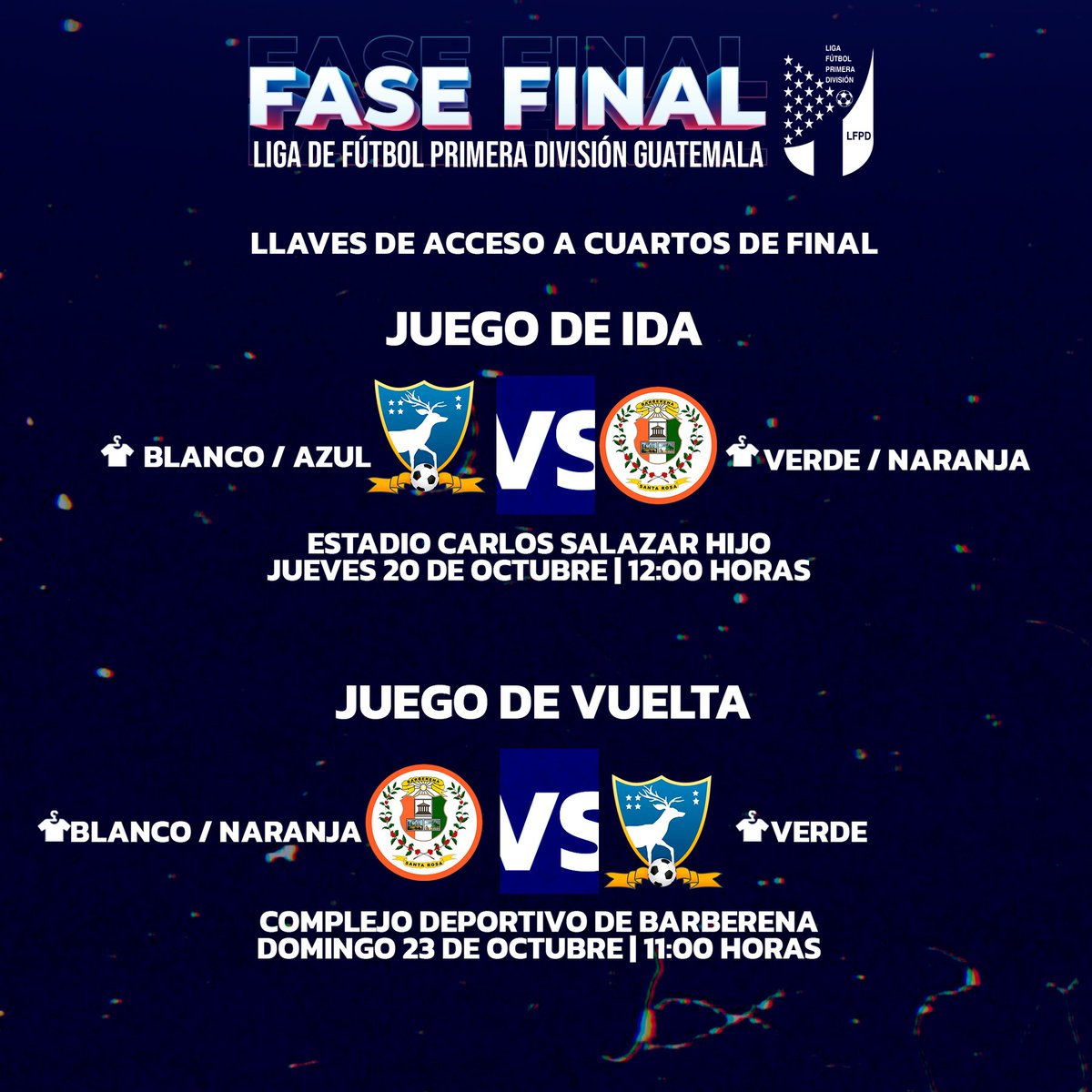 Marca502_'s tweet photo. ¡OFICIAL! 

Así quedaron definidas las fechas y horarios de las llaves de accesos a cuartos de final de la Liga Primera División. 

#MarcaSportsGT #Apertura2022 https://t.co/ShyXu4Afyj