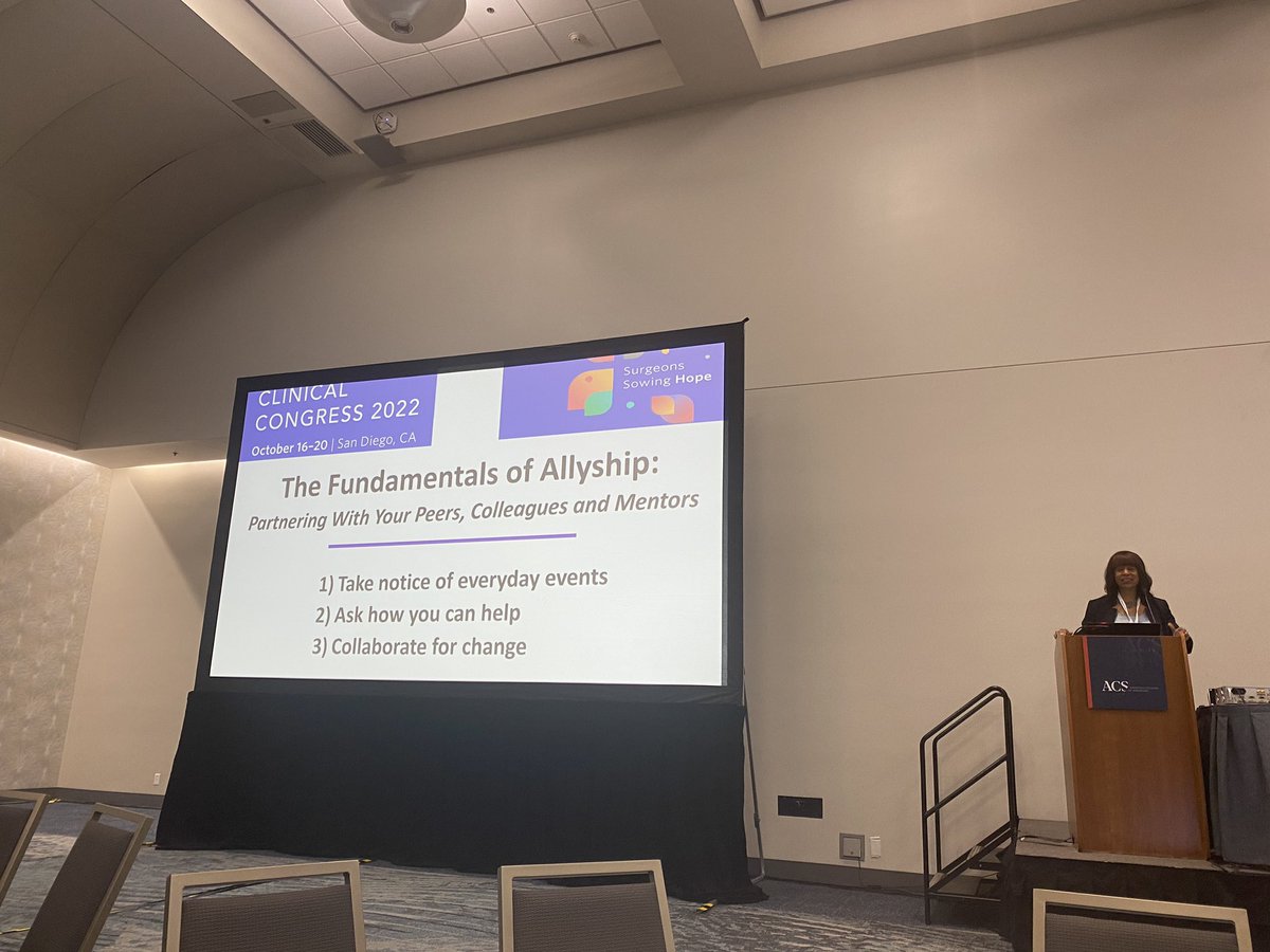 JuliaColemanMD's tweet photo. A memorable talk by @CarlaPughMDPhD at the @RASACS Surgery Resident Program at @AmCollSurgeons #ACSCC22 #RASatCC on allyship - take notice, ask how to help, collaborate for change! @YewandeAlimiMD @KaitlinRitterMD https://t.co/n1CnKMnm0u