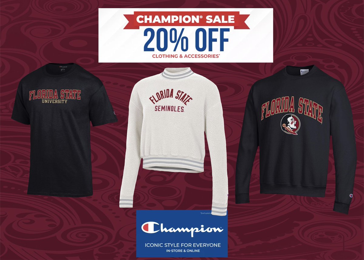‼️20% off Champion at the FSU Bookstore‼️
Sale ends October 23!