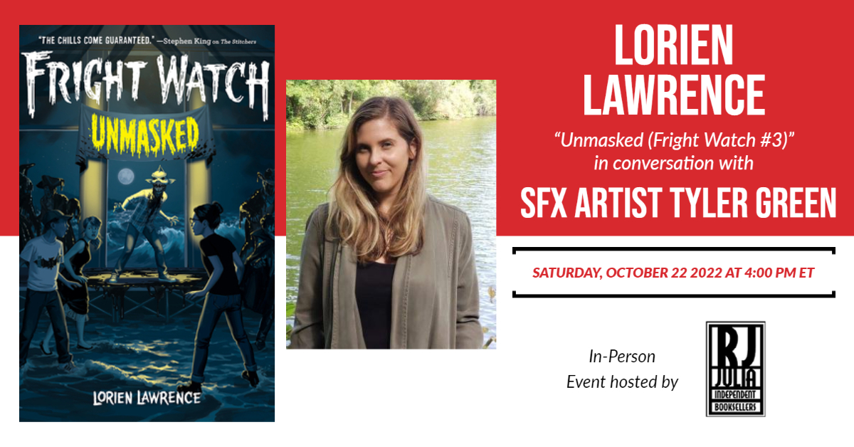 rjjulia's tweet photo. Book 3 in the Fright Watch series by local author @LoriLlama2014 is out and she'll be coming to visit us on 10/22! Lorien will be chatting with mask and SFX creator @TylerGreenFX, the perfect pairing for her book "Unmasked."

RSVP: https://t.co/Qf22mMWOBi https://t.co/uJGLSDec3C