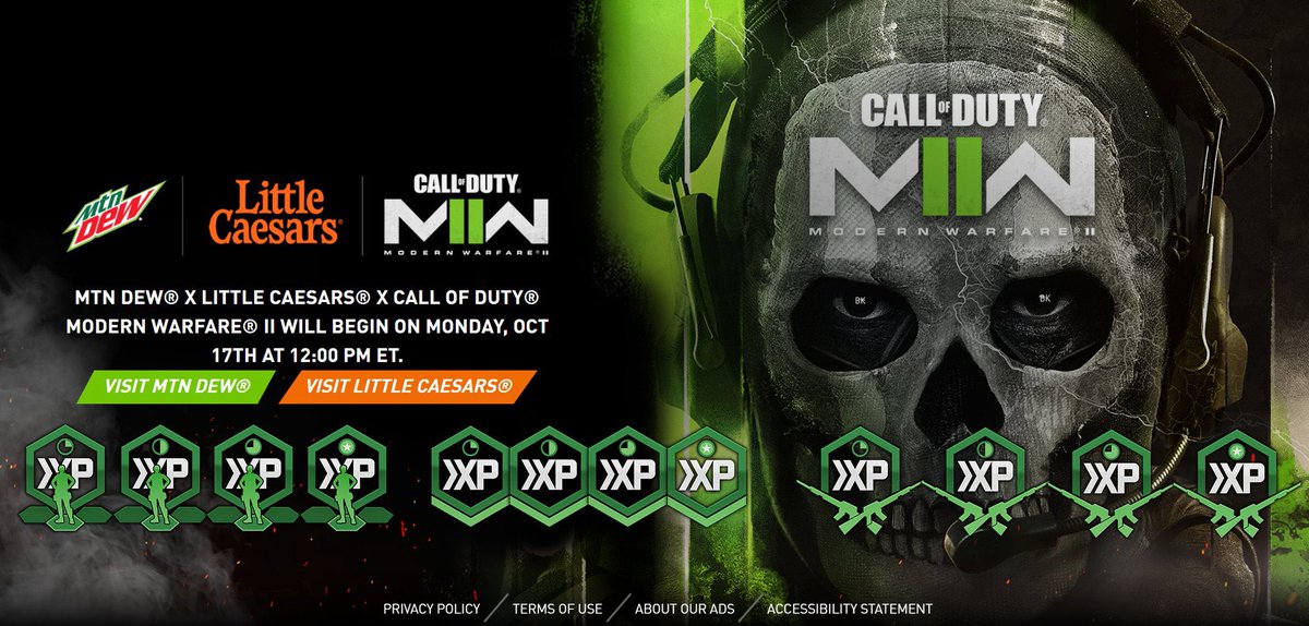 CharlieIntel on X: Call of Duty  description has revealed that  Little Caesars partnership is back for Modern Warfare III. Order from  Little Caesars in November to get Double XP and bonus