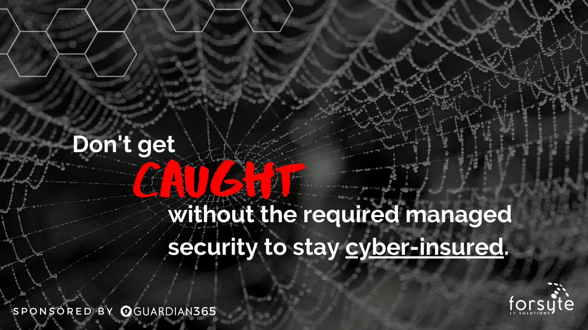 Don't overcomplicate it! With Guardian 365 #security managed services, our team will review your #cyberinsurance criteria to ensure compliance. 🕷️

Contact Forsyte's Sales team for details: sales@forsyteit.com
