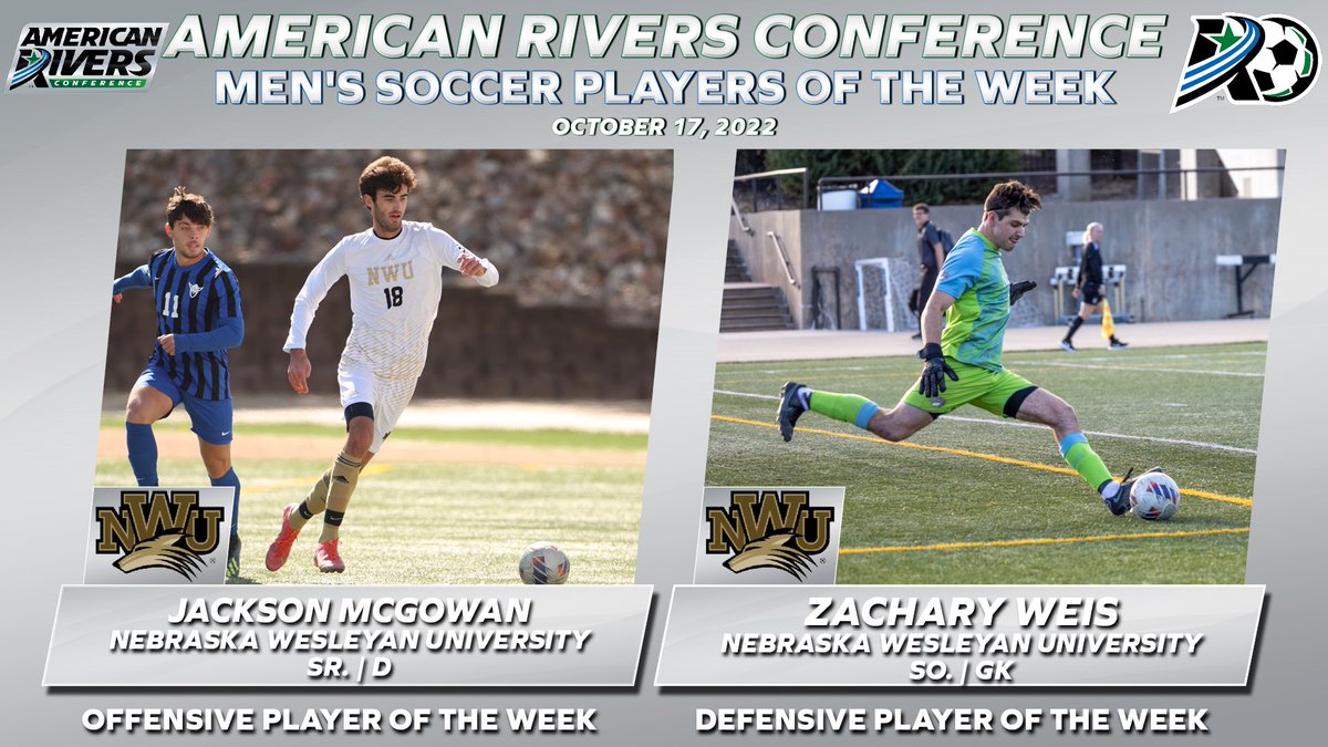 AmerRiversConf's tweet photo. .@NWUMensSoccer McGowan and Weis Sweep Weekly @AmerRiversConf Men’s Soccer Honors

#rollriversMSOC

📰: https://t.co/wMaLkpLL3L https://t.co/urJ9OWr0Cn