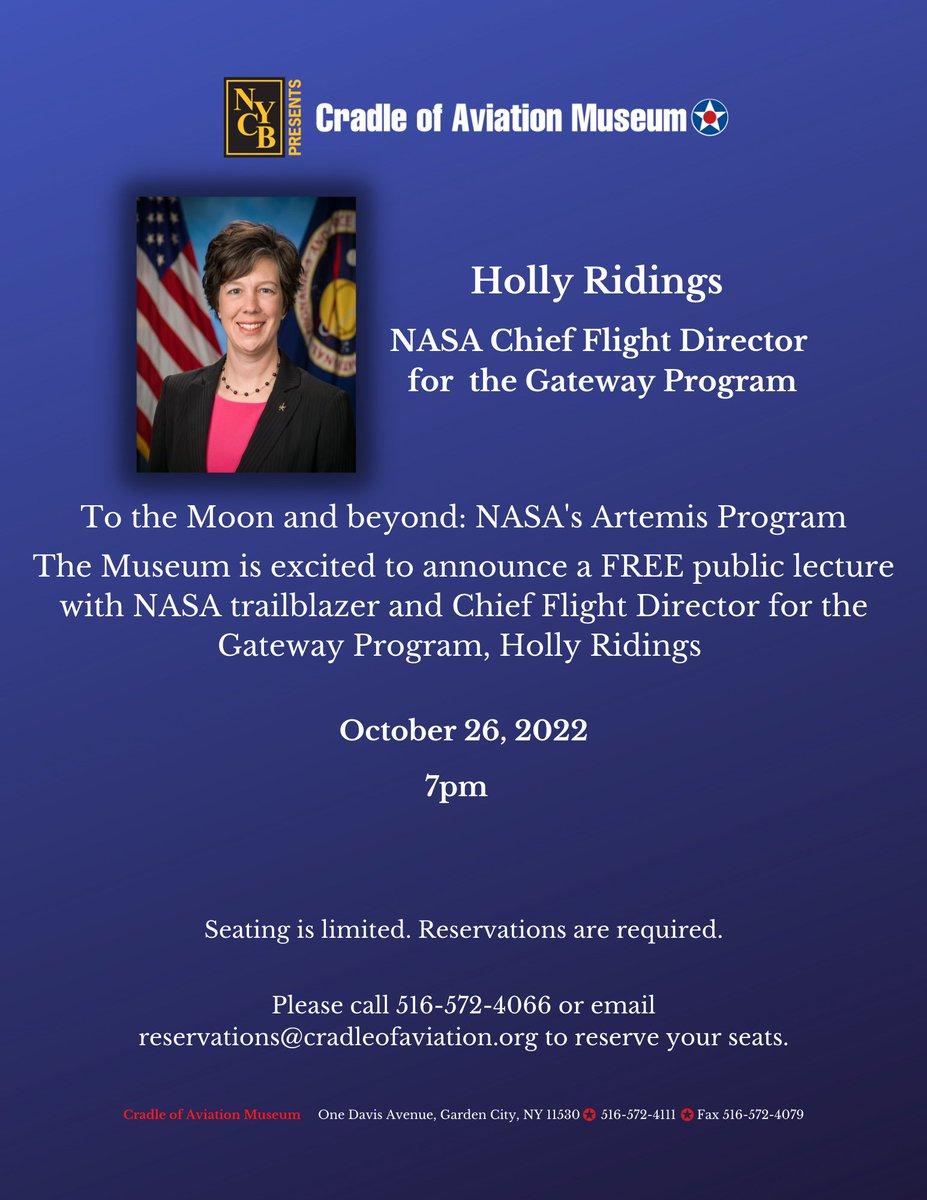 CradleAviation's tweet photo. Will you be in New York next week? If so, please join us next Wednesday, October 26, 2022, for this FREE lecture. Please feel free to forward this invitation to your team and partners. #nasa #artemis #artemis1 #moon #astronaut #flightdirector #gatewayprogram https://t.co/PfyOf2TzHP