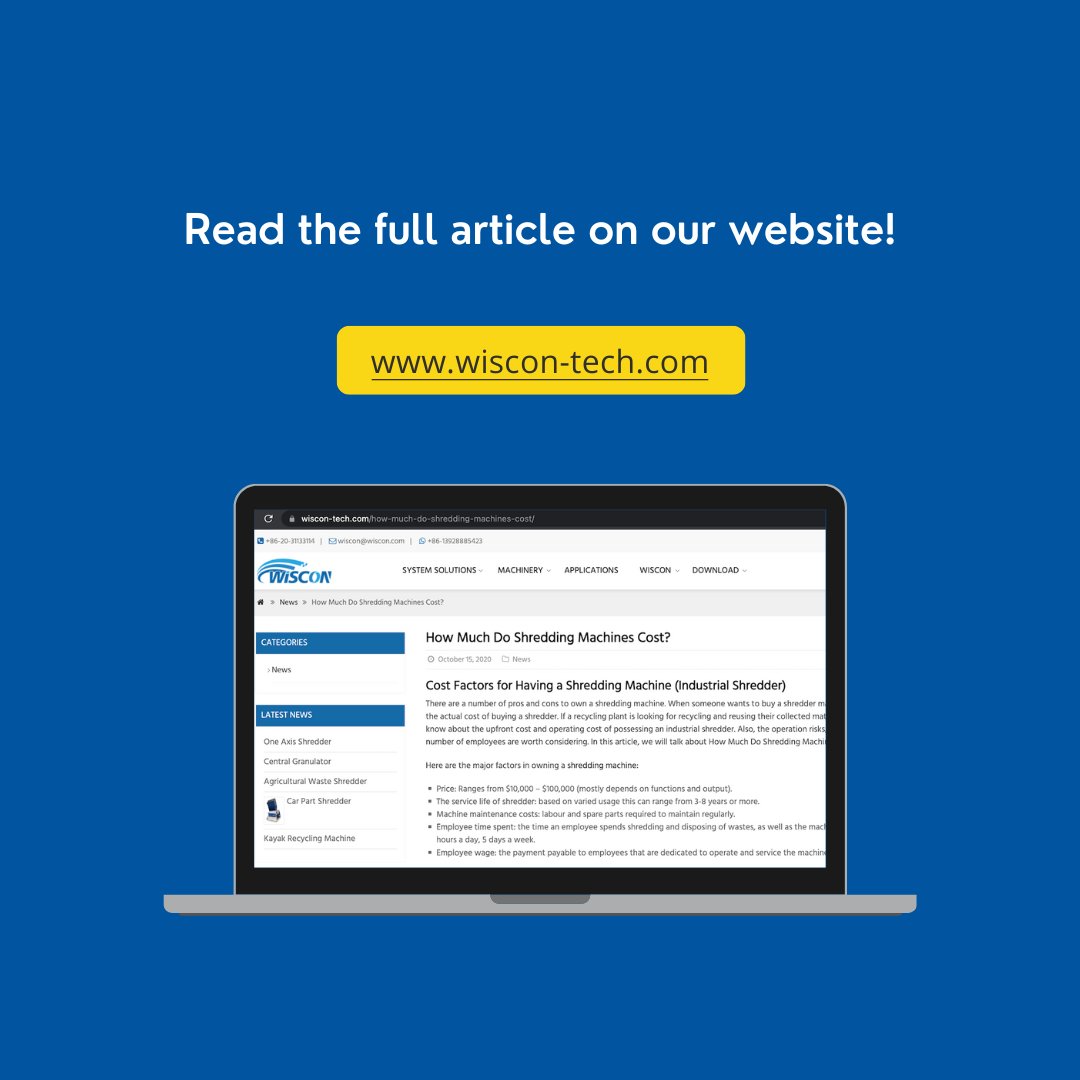 Wiscon_Tech's tweet image. One of the most frequently asked questions by our customers is how much do shredding machines cost?  Full article here: wiscon-tech.com/how-much-do-sh…
#shreddingmachine #shredder #granulator #recycling #recyclingbusiness #recycle #recyclingplant