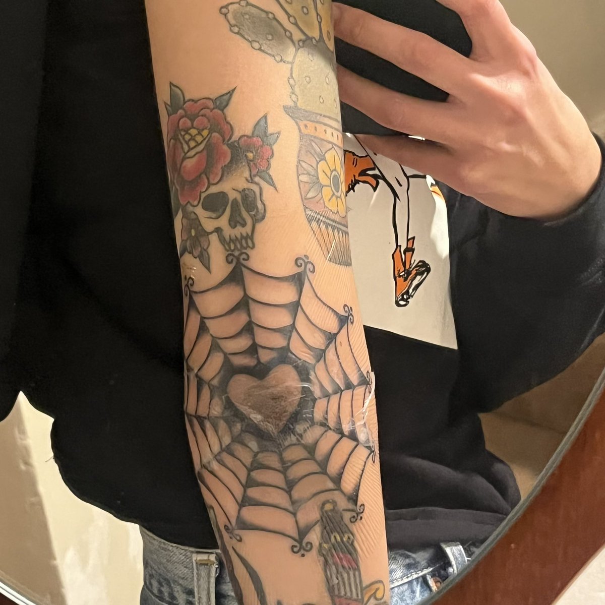 jeamface's tweet photo. psa getting your elbow tattooed sucks https://t.co/e59F5deqTb
