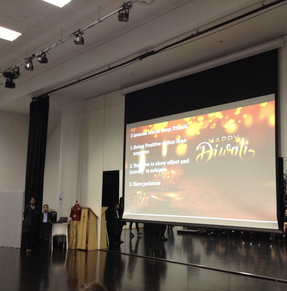 abblanchschool's tweet photo. The Festival of Lights will be upon us soon with the celebration of Diwali 
A huge thank you to 
Vaikainila in year 10 and Sonia, year 8 
For sharing their celebration in assembly this week
We wish all our members of the Hindu , Sikh and Jain community a Happy Diwali #community https://t.co/62r5so7cFY