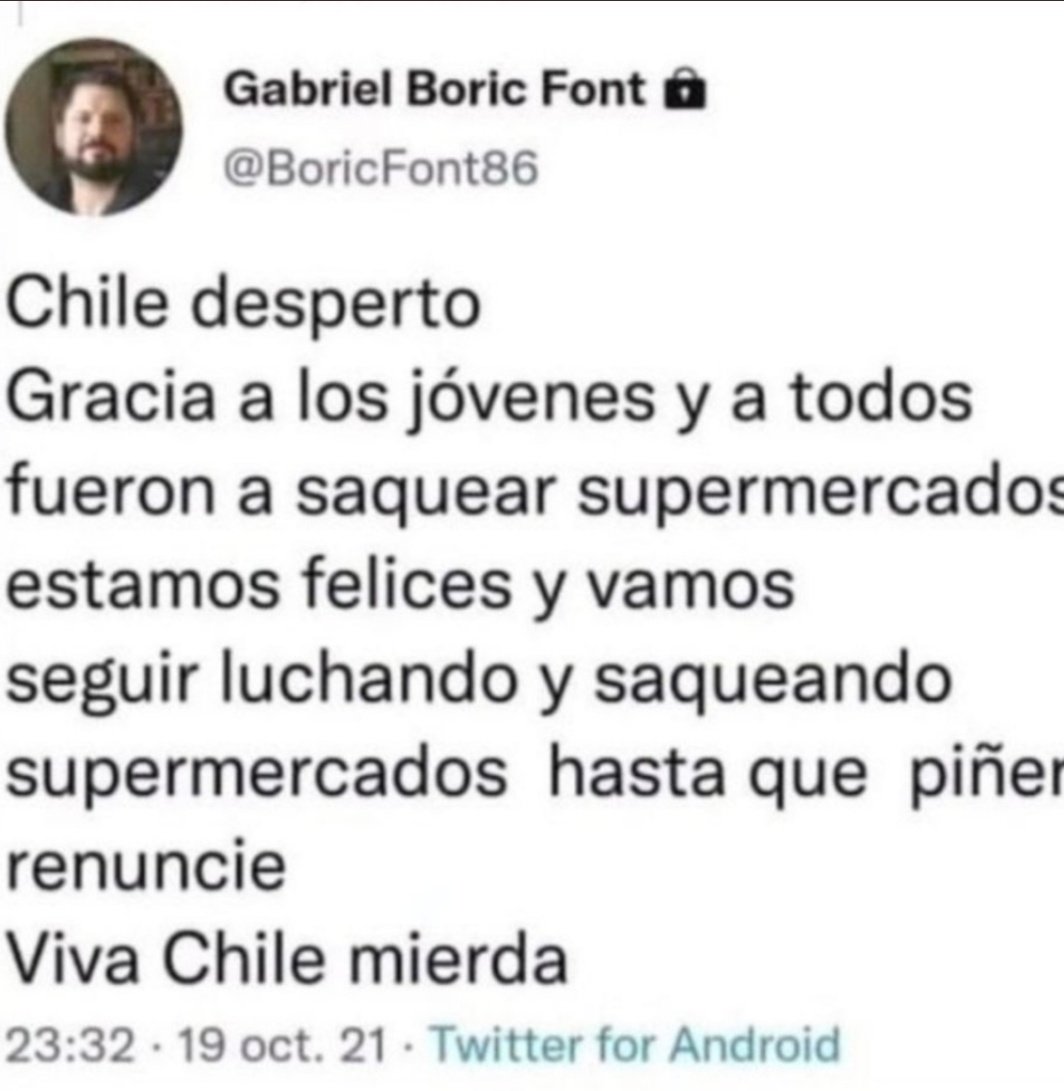 FulanoRepublic1's tweet photo. Esperando un nuevo 18/10?
Así Boric asuzaba la continuidad del terrorismo en el 2021. https://t.co/HAESTBhkor