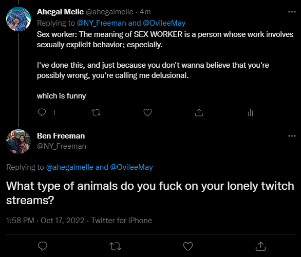 Yo, anyone wanna go report this asshole for implying I indulge in beastility? https://t.co/qiCv4ZVLz<a href="/tag/lewdtuber"class="tags"><span>#lewdtuber</span></a><a href="/tag/vtuberen"class="tags"><span>#vtuberen</span></a><a href="/tag/vtuberuprising"class="tags"><span>#vtuberuprising</span></a>
