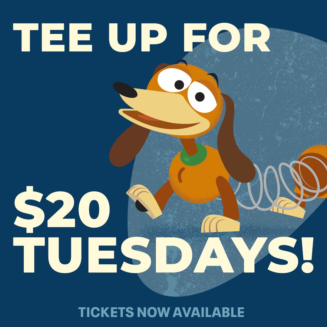 We have a TEE-rific deal for you! Swing on by our indoor course for $20 Tuesdays and challenge your friends and family to a round of putt putt ⛳️ Tickets available at bit.ly/3QqQiV0