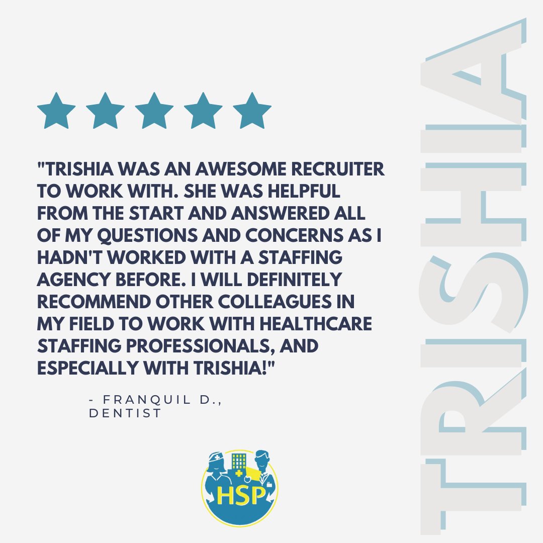 Working with a staffing agency for the first time? Our recruiters are always looking out for you. Way to go Trishia 🤩 #reviews #clientreviews #feedback #fivestars #fivestarreviews #reviewtime #customerservice #excellentservice #greatrecruiters #customercommunication