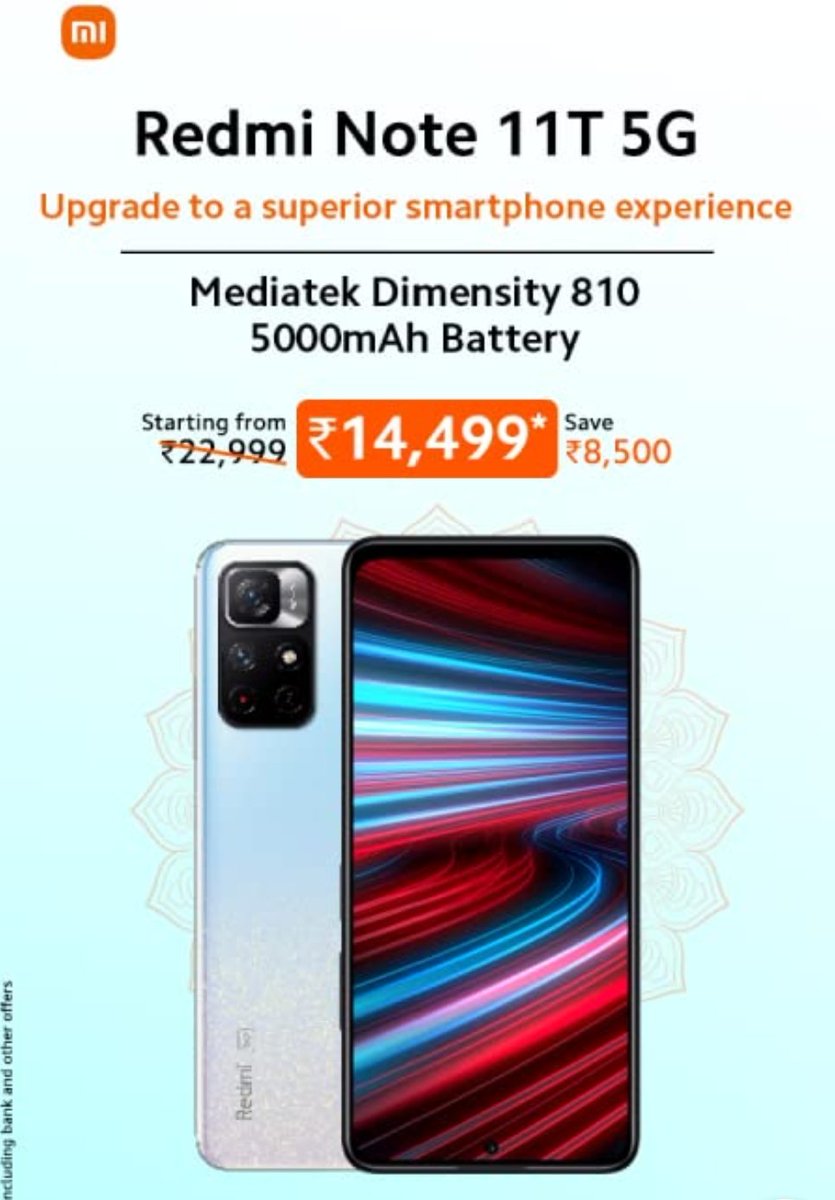 ravi3dfx's tweet photo. Killer Deal on #RedmiNote11T 5G
in #Amazon π±π€― #AmazonGreatIndianFestival
#stufflistingsarmy #technews #Xiaomi #Redmi https://t.co/1LyU9bRyz2