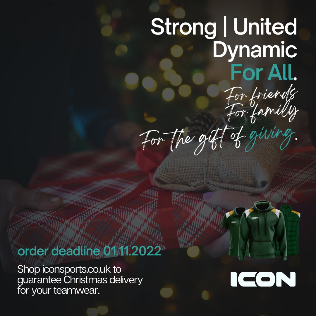 iconsportsuk's tweet photo. Christmas is on the horizon, meaning it's our custom ORDER DEADLINE!
πTo get your team wear in time for #christmas
ποΈ 01.11.2022 | π Midnight | https://t.co/1hSNY6c7IU
π€ Got a question?
π© sales@iconsports.co.uk
β’β’β’
#StrengthInUnity #OrderDeadline #CustomKit #Teamwear https://t.co/562tfyG1xu