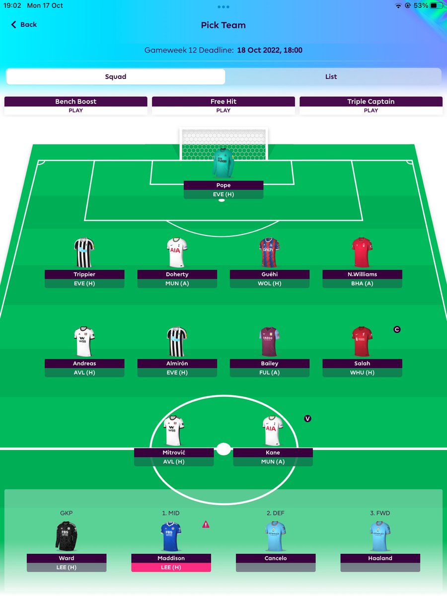 Bran_C11's tweet photo. @FPL__Raptor 1ft
0.4ITB
Mini league 

Transfer roll… ⚽️ https://t.co/TyllhftRoR
