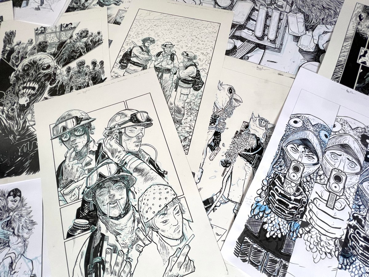 My original art store is re-opened until Dec. 1st!
I've listed a handful of pages from DARK SPACES: WILDFIRE #1, BLINK, and ABOVE SNAKES. Alongside a couple of CHICKEN DEVILS covers.
https://t.co/L8Pd4kRul8
