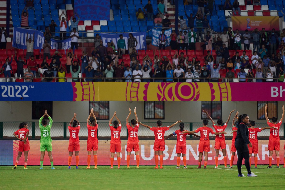 IndianFootball's tweet photo. Thank you everyone for all the support 🙌🏼
We will come back stronger 💪🏼
#BRAIND ⚔️ #U17WWC 🏆 #BackTheBlue 💙 #ShePower 👧 #IndianFootball⚽️ https://t.co/cPeVQHb8Jf