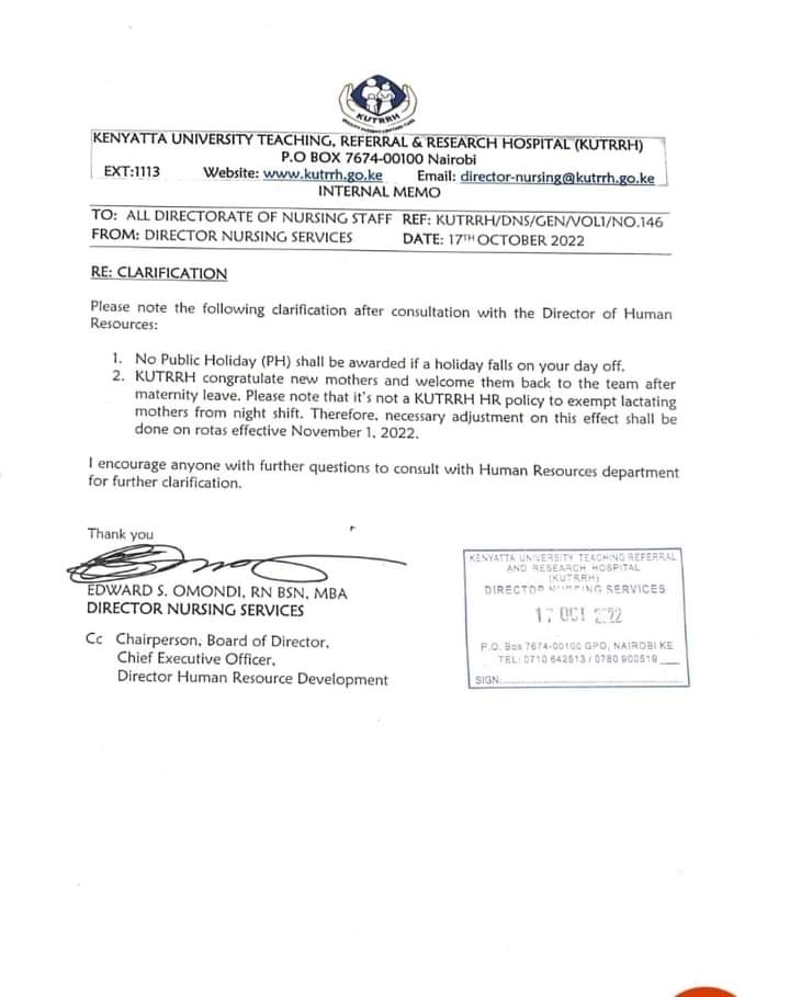 ceciliandunguKe's tweet photo. We continue to echo,Nurses:A Voice to Lead-Invest in Nursing and respect rights to secure global health.The clarifications stated in defies the labor laws &amp; tarnishes the international standards of nursing &amp; midwifery.We call upon @kutrrh leadership for immediate https://t.co/x8DGg0NXBC