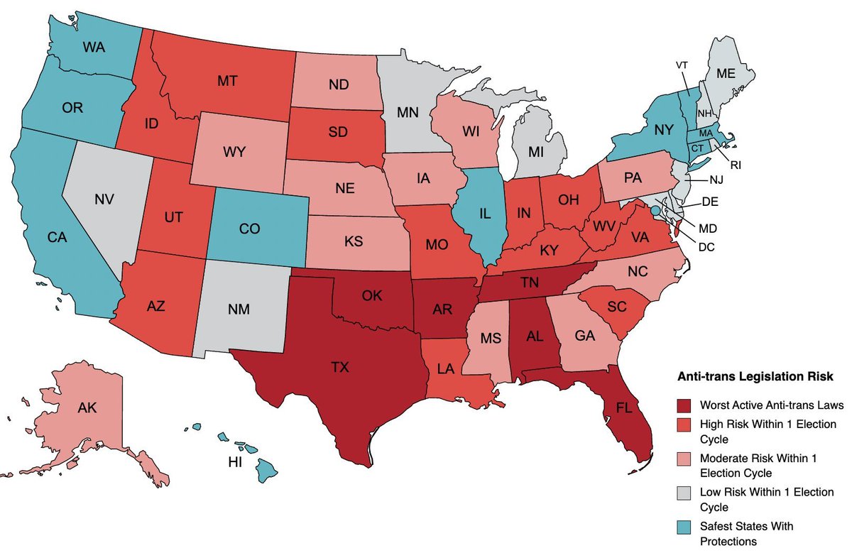 ErinInTheMorn's tweet photo. For anyone searching for my latest risk assessment map for anti-transgender legislation and policies in the 2022-2023 legislative cycle, here it is: https://t.co/Ww8e8ClIa9
