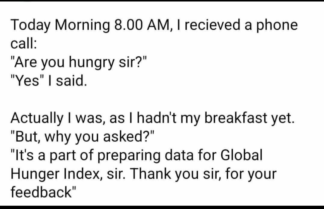 kediaSanjay11's tweet image. #WorldHungerIndex