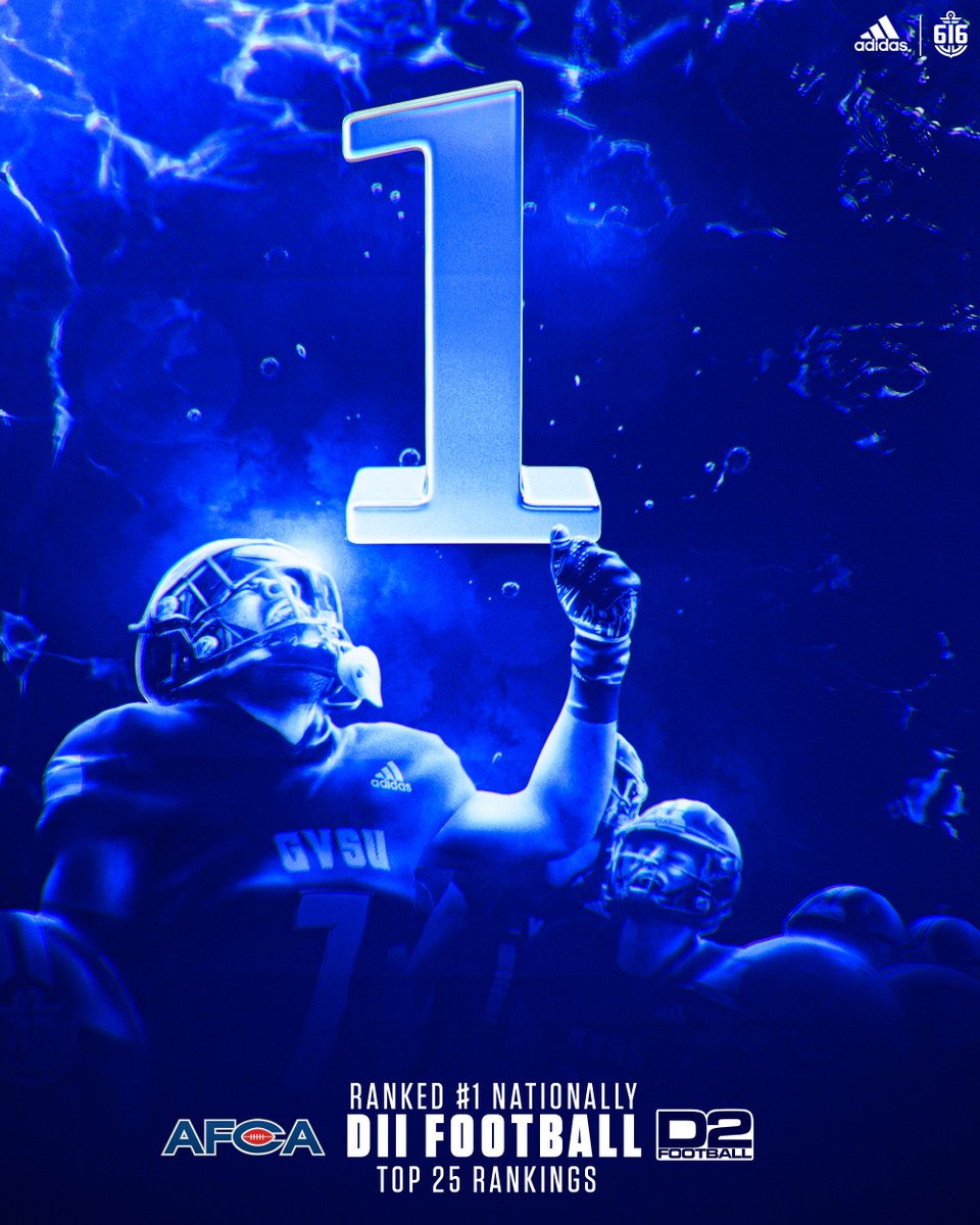Today marks the 88th week that the Grand Valley State football program is ranked No. 1 in the <a href="/WeAreAFCA/">AFCA</a> DII Coaches' poll. The 88 weeks at No. 1 in AFCA poll is a D2 record. #AnchorUp