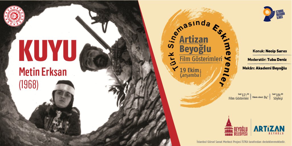 TSAorgtr's tweet photo. Artizan Beyoğlu, “Türk Sinemasında Eskimeyenler” film gösterimleri serisine Metin Erksan’ın kült filmi Kuyu (1968) ile başlıyor. Film gösteriminin ardından Kuyu'nun yapımcısı Necip Sarıcı ile bir söyleşi gerçekleşecek.
https://t.co/EED7B7ozB1 https://t.co/ZUM5xeAukw