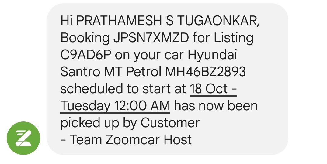 PTugaonkar's tweet photo. @Zoomcar_India Hi
Scheduled time for car is 12 AM but car is already picked up. Isn't that horrifying? https://t.co/7TGuoh2G8X