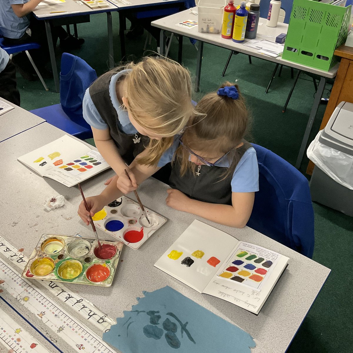 Class3wade's tweet image. Some great colour mixing 3W, you made the colours of Cezanne’s palette well.