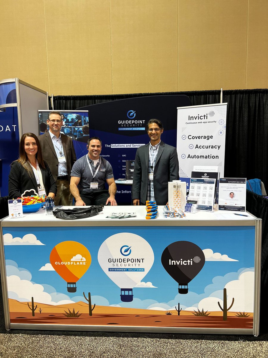 InvictiSecurity's tweet photo. It's safe to say we're having a fantastic time at #NLITSummit with @GuidePointSec and @Cloudflare. Stop by booth 626 today and tomorrow, and Wednesday to say hi! https://t.co/PzGaAUpIH9