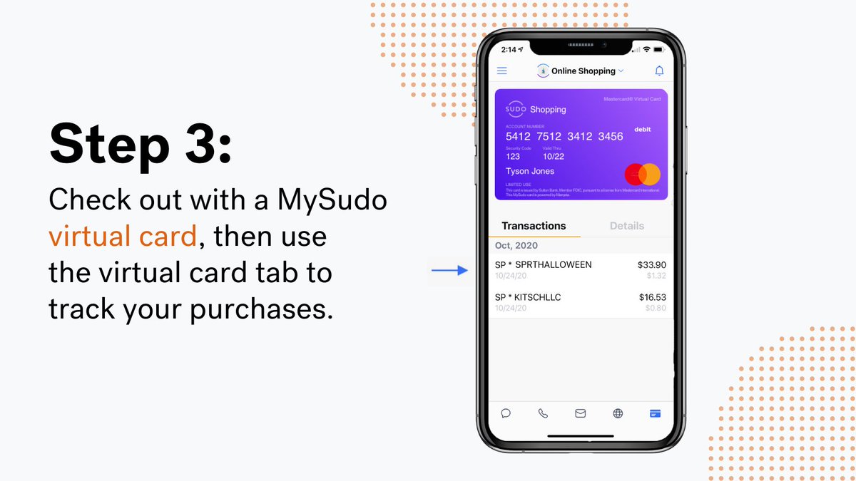 MySudoApp's tweet photo. Shopping online privately &amp; securely is as easy as 1, 2, 3! Use MySudo’s #private browser to search for what you need and when you’re ready to check out, use your Sudo email address, phone number, &amp; virtual card! Your personal info is #secure online with MySudo. #halloween https://t.co/8F78fBkcXm