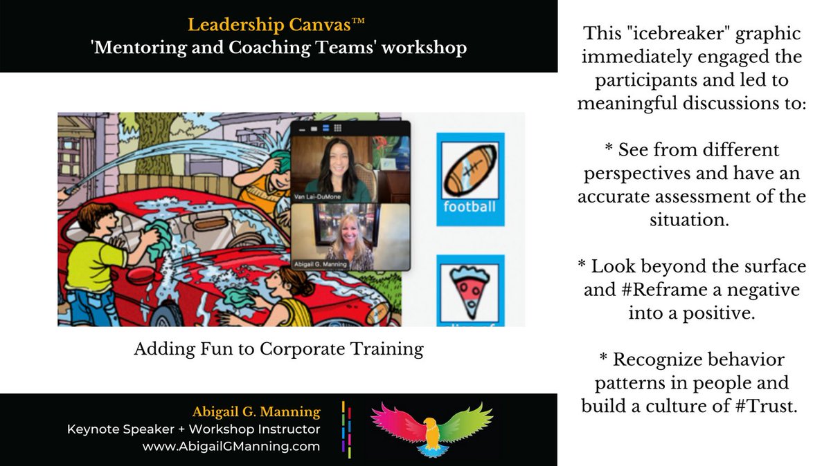 Working with VanLai-DuMone is a great reminder that corporate training is more effective and engaging when it's creative and fun! 

For more information about this workshop, please contact us. We would love to work with you to bring more creative thinking to your workplace!
