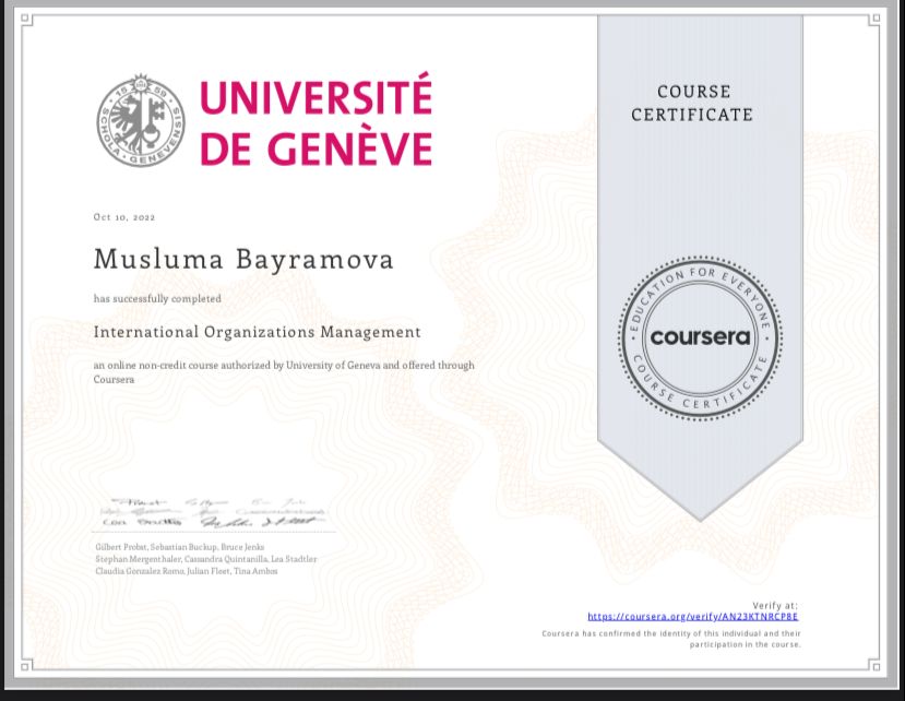 İt was a great to take a "İnternational Organizations Management" course from such a high-rank university