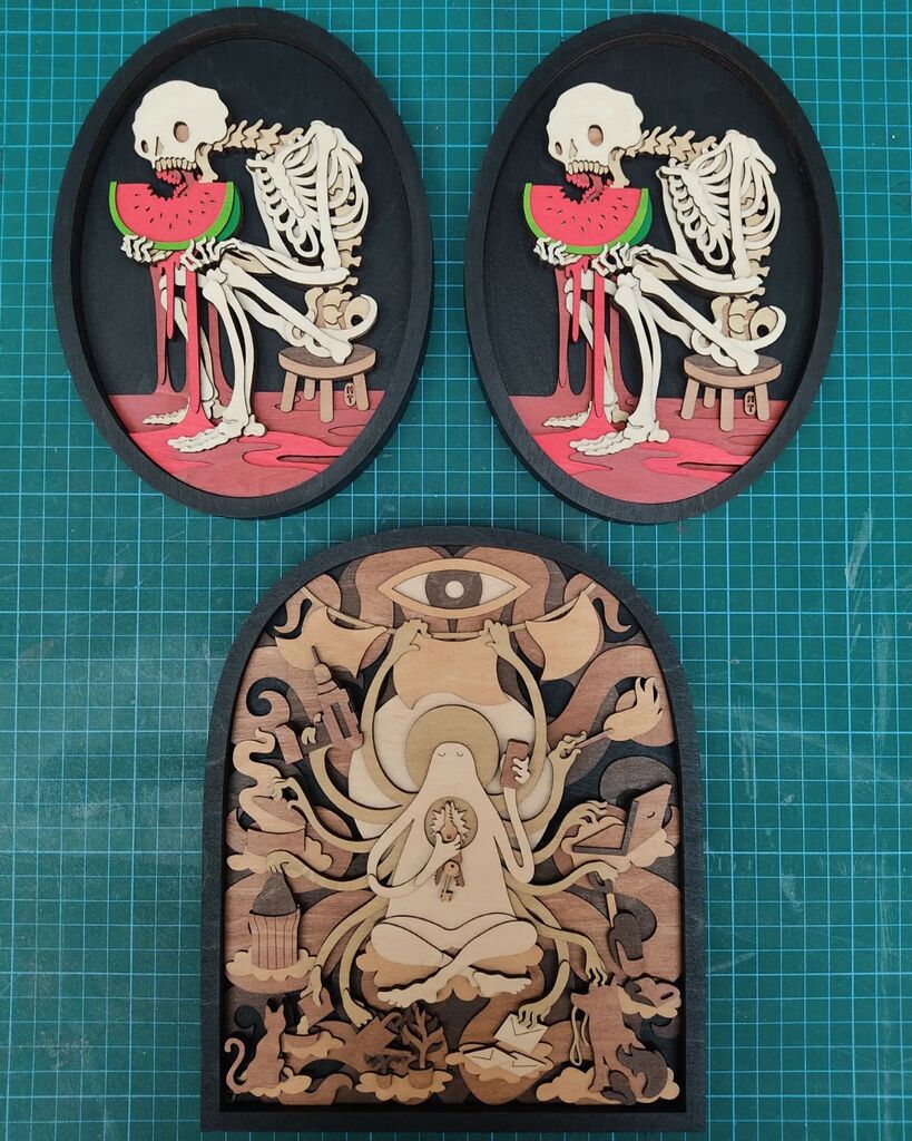 mtomsky's tweet photo. Two Delicious Melons and a Domestic Godling, ready to ship.
-
-
#skeleton #bones #skull #skelly #melon #watermelon #godling #deity #shrine #art #craft #woodwork https://t.co/RbOdhMcWqj https://t.co/5XncinVp3n