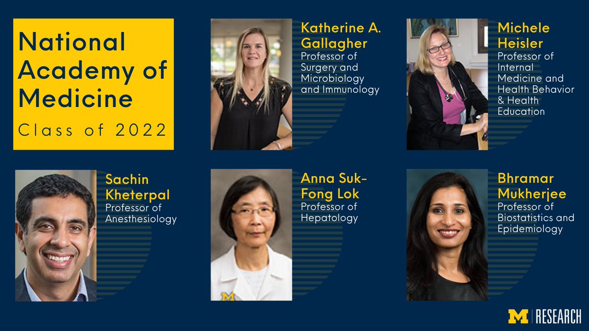 Congratulations to the five @UMich professors elected to @theNAMedicine, the highest honorary society in the country for researchers in the fields of health and medicine. myumi.ch/y988X