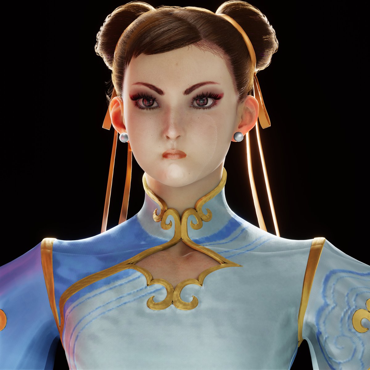 Tmalik18's tweet image. #chunli #StreetFighter6 #StreetFighter #StreetFighter6closedbeta #Blender3d  Chun li from sf6  Fanart .   it was so fun to test lighting on this model. rendered with blender eevee