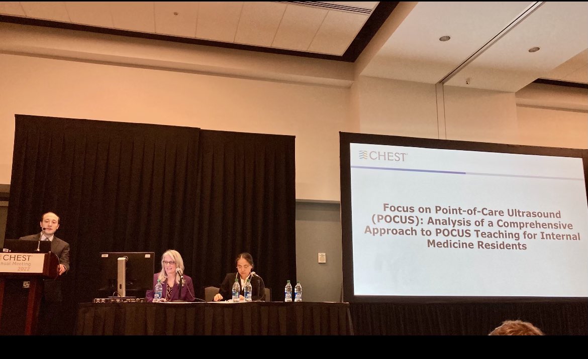 GIJessMD's tweet image. Congratulations to @plrabin for an excellent oral presentation on our POCUS course research at #CHEST2022 Excited for the first session of this year’s course in our SIM center today! @Rushpulmcc @RushDOIM @RushIMChiefs @accpchest