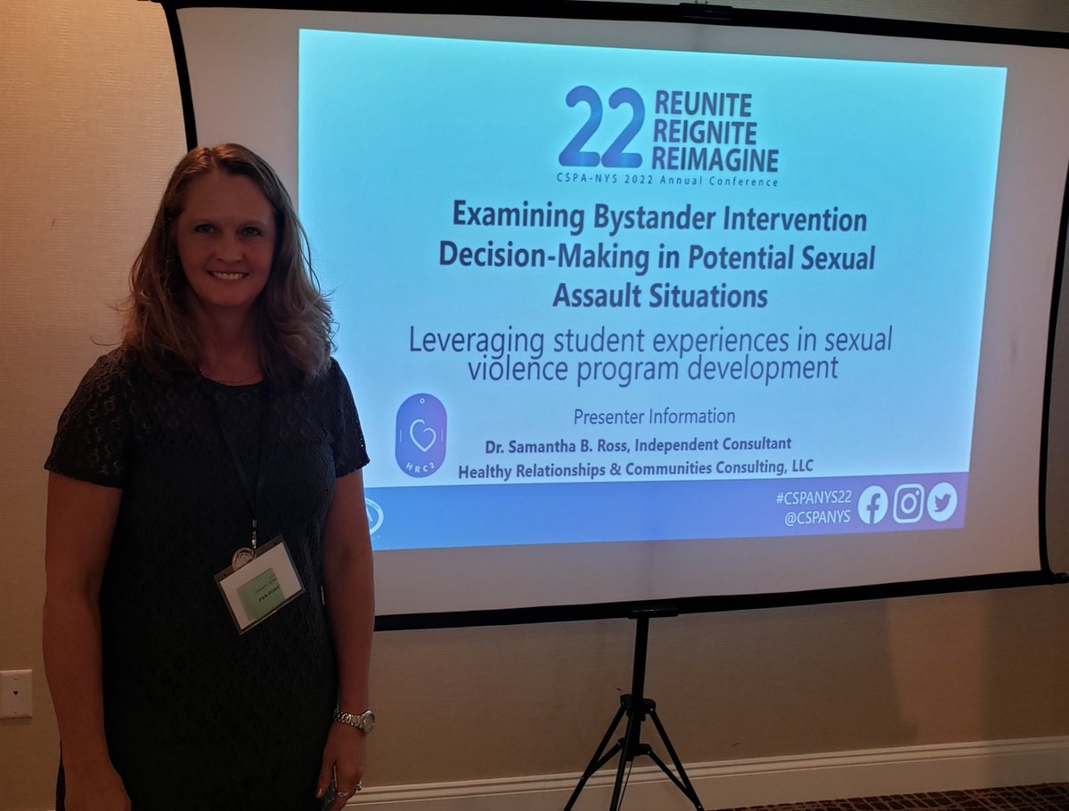 susaniverson1's tweet photo. Elated to see Dr. Samantha Ross, @Mville_College #HigherEd doctoral alumnae, at #CSPANYS22 conference. Her presentation on #Bystander Intervention engaged attendees. #SAchat @CSPANYS https://t.co/QL2LcnQVW1