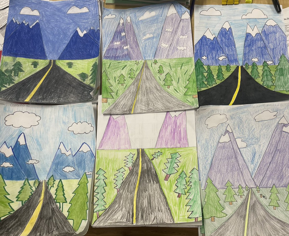 One point perspective. We have some pretty incredible grade 7 artists.