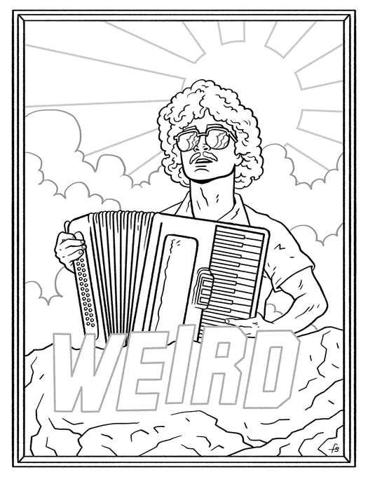 It's true: we've extended the Weird Al Coloring book with 20 new illustrations (so 120 in total!) to celebrate the release of WEIRD: THE AL YANKOVIC story! Get it from @nathanrabin over at: https://t.co/q8bDoP1YDU or via Amazon at https://t.co/Dd54zsiDN4 