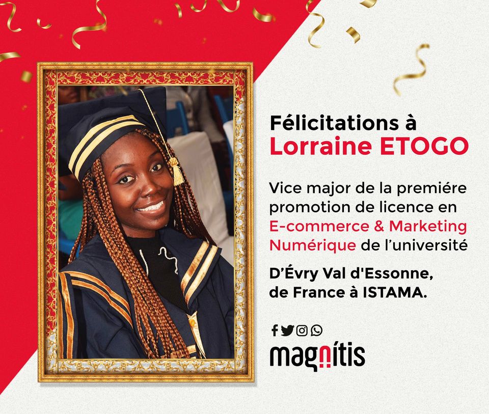 AgencyMagnitis's tweet photo. Félicitations à notre stagiaire Lorraine Etogo pour l’obtention de son diplôme de licence professionnel en E-commerce et Marketing Numérique.
#Magnitis #internship #créative #digitale #agency https://t.co/v7SwY29umT