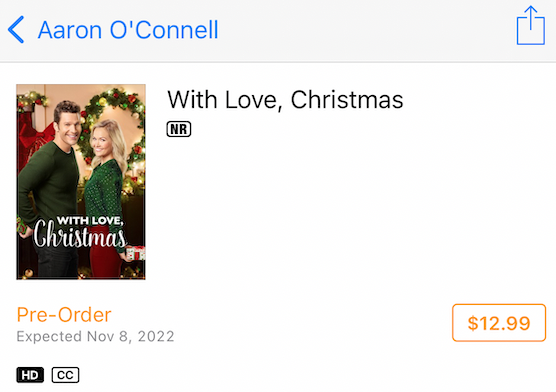OConnellFanClub's tweet photo. The Hallmark Channel is officially releasing With Love, Christmas on November 8th at iTunes and Amazon Prime Video and at other streaming services. You can Pre-Order Now for $12.99! https://t.co/VnVtmWFRln