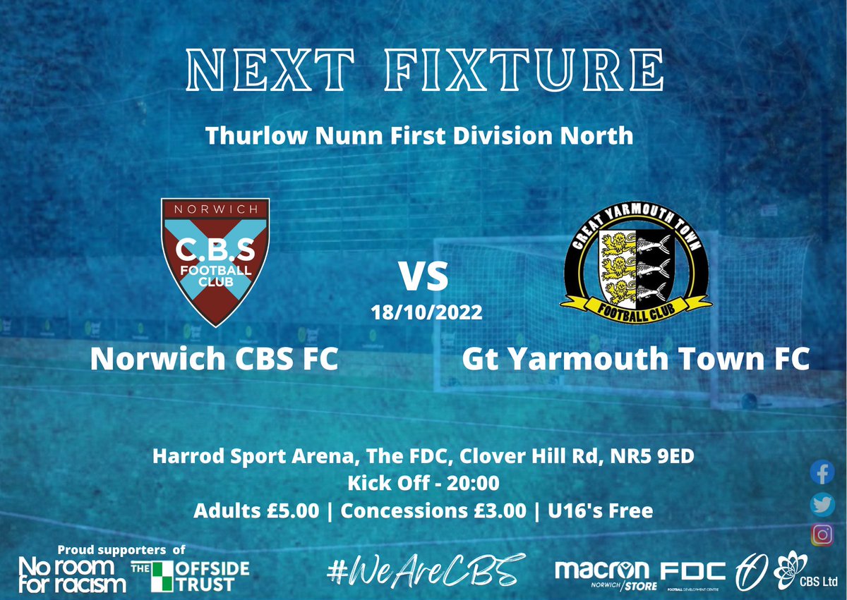 NorwichCBSFC's tweet photo. Tomorrow night we welcome @The_Bloaters to the @theFDCNorfolk @HarrodSport Arena in a @ThurlowNunnL Div 1 North fixture.

All details of tomorrows game 👇

We look forward to seeing you all tomorrow night!

#WeAreCBS
#UnderTheLights https://t.co/Um6bVdC26U