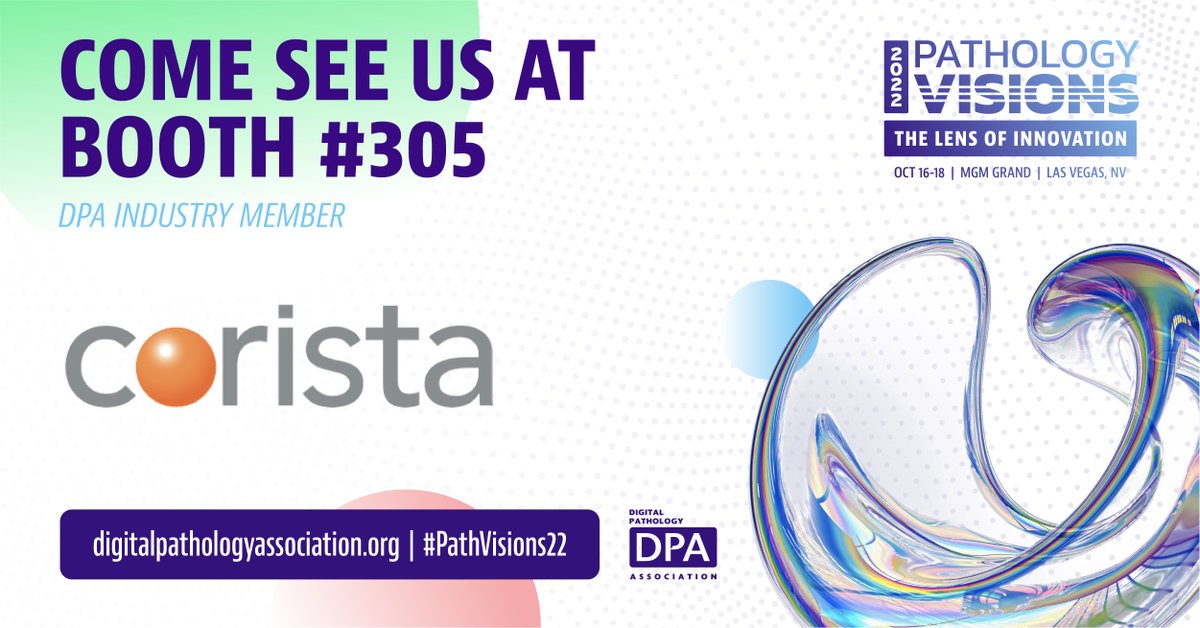 Corista_LLC's tweet photo. Are you attending Pathology Visions 2022? Come see us at booth 305! #PathVisions22 https://t.co/B1rORmX7Nw