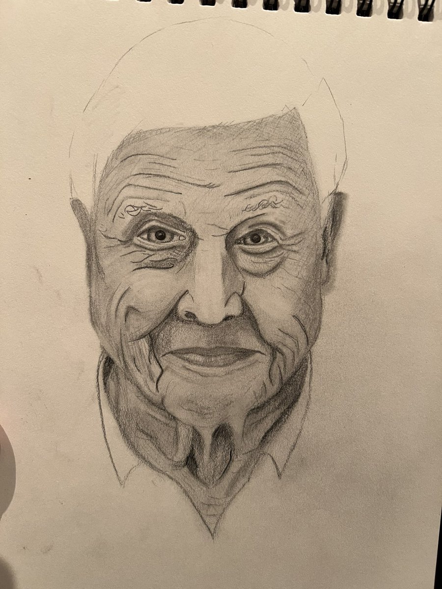 Miss_Dineley's tweet image. My representation of the kind of social studies teacher I’d like to be. 

The drawing may be a work in progress but this man is such an inspiration. Passionate, curious, caring, knowledgeable, and always inspiring others to be agents of change 🌍♥️

#UoEPGDEp #DavidAttenborough